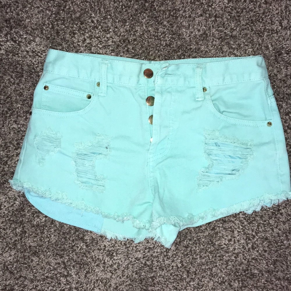Teal Jean Shorts